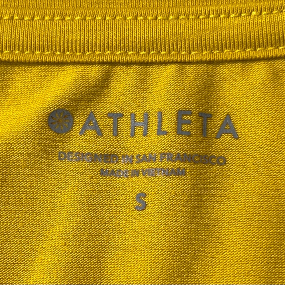 ATHLETA Yellow Mustard Short Sleeve Soft Top - Picture 4 of 6